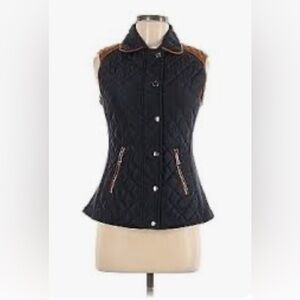 Charlie Paige Quilted Black and Brown Vest